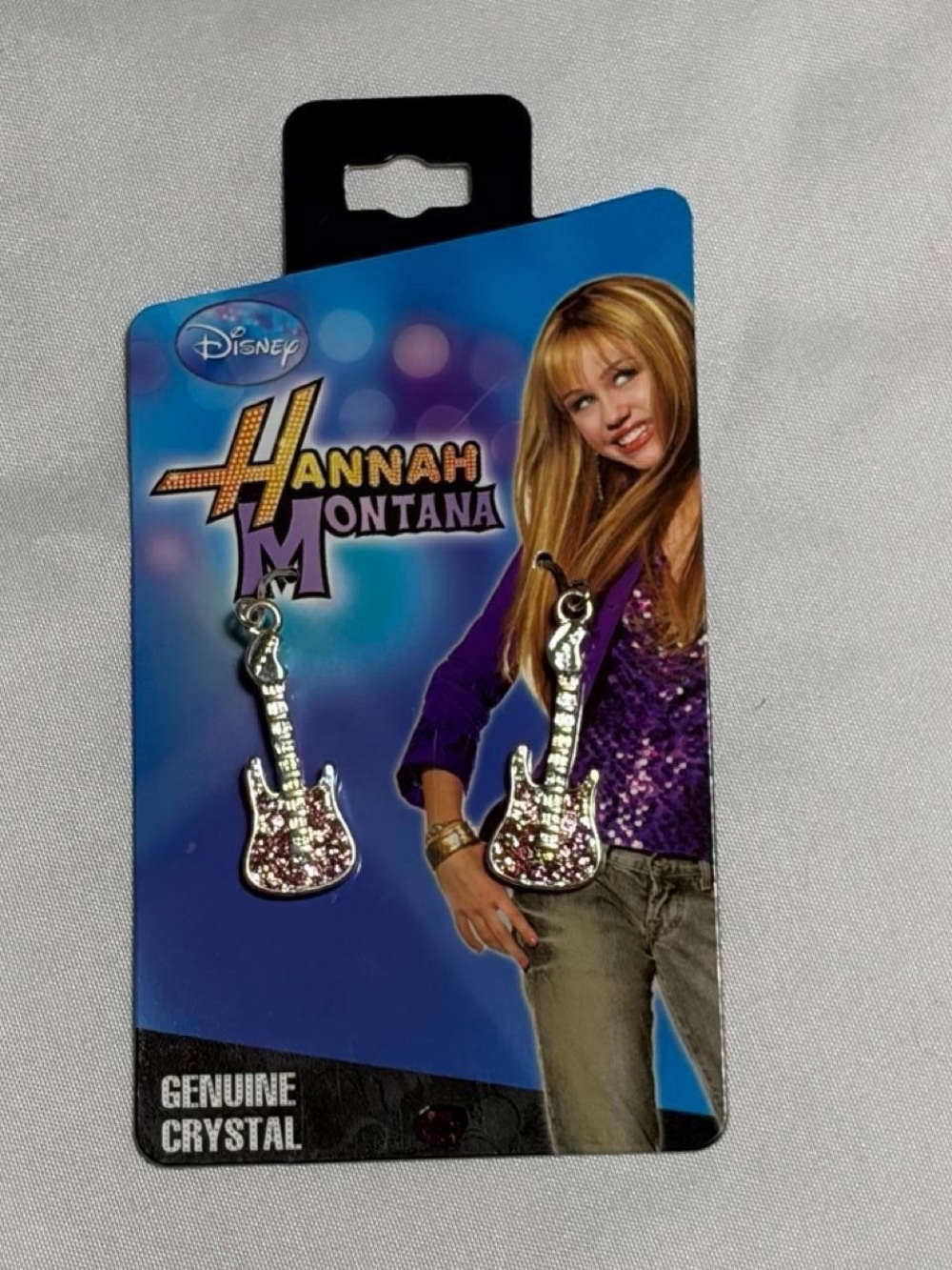 Hannah Montana Pink Crystal Guitar Charm Earrings